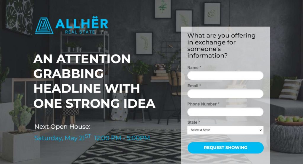 ALLHËR unbounce landing page template