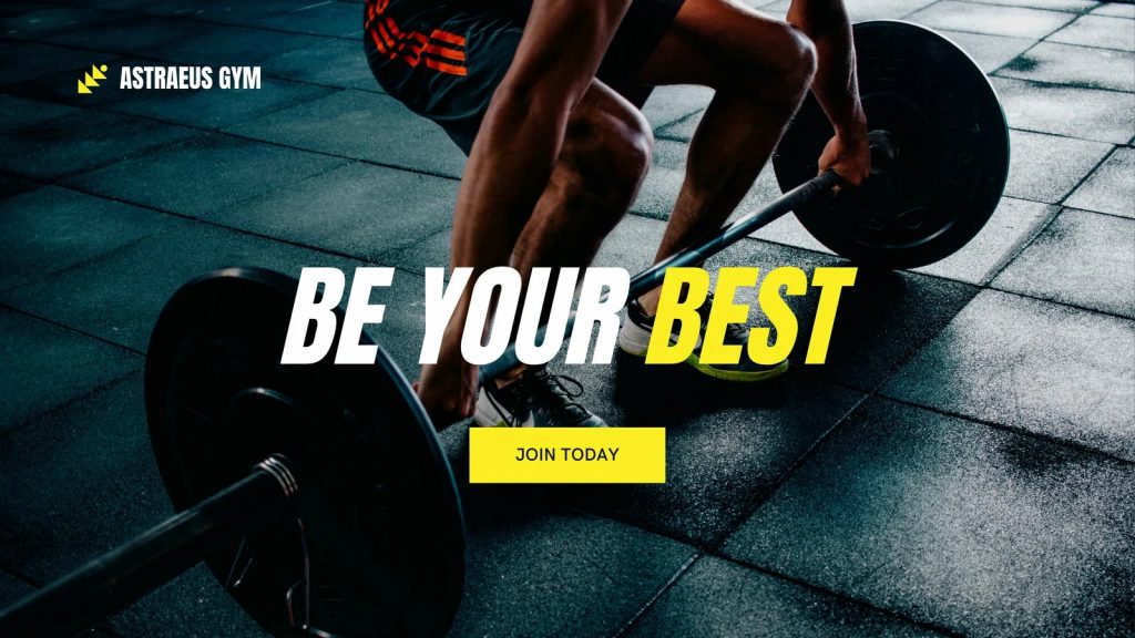 Bright Yellow and Black Photographic Fitness Service Website landing page template