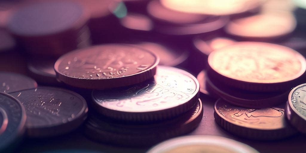 coins scattered on a table