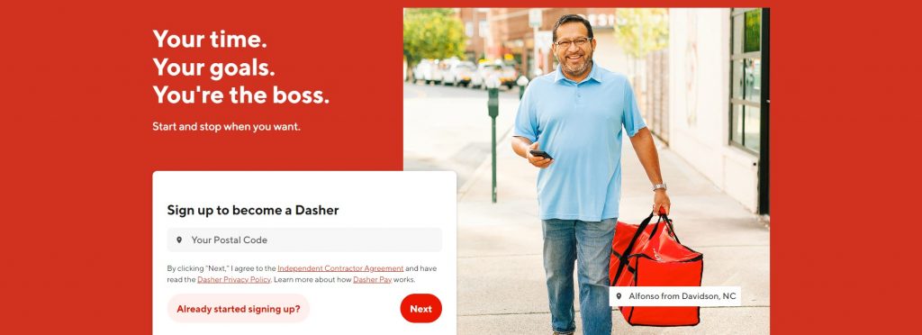 doordash landing page