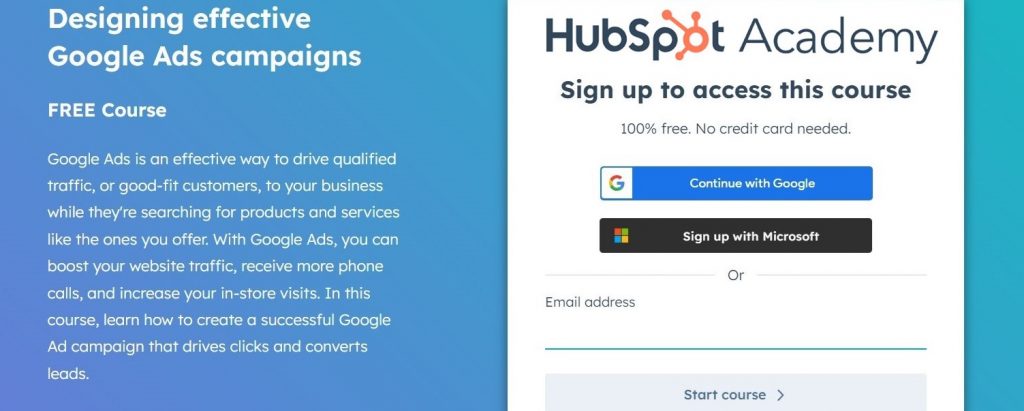 hubspot academy designing effective google ads campaigns