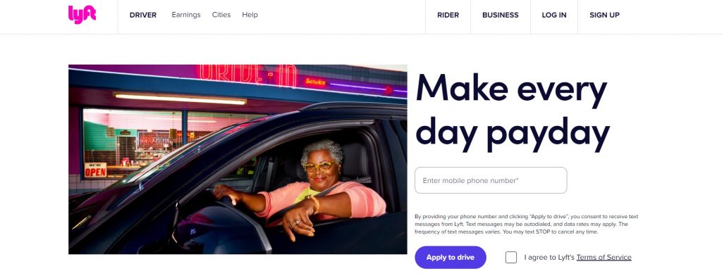 lyft landing page