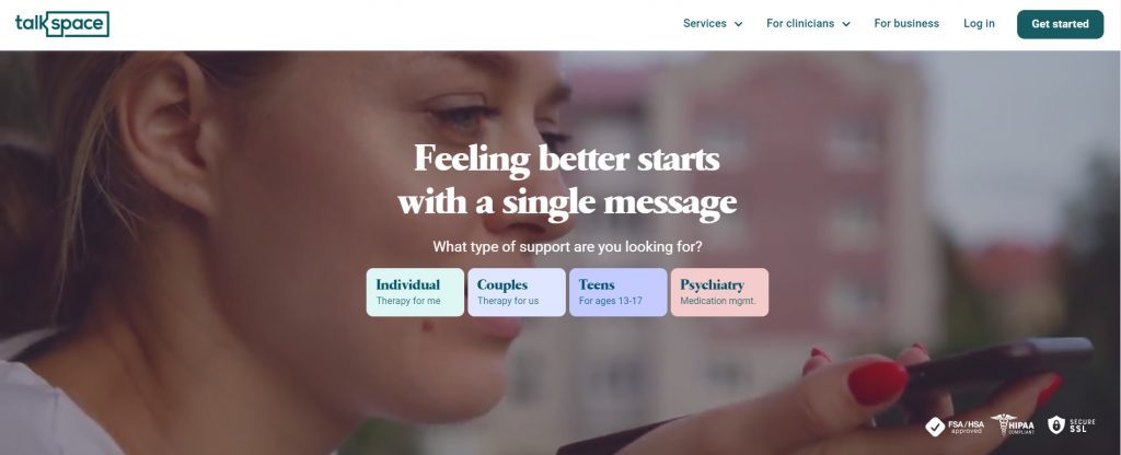 talkspace landing page