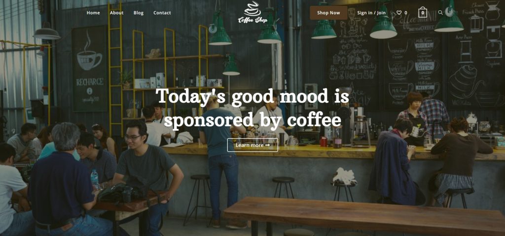 coffeeshop landing page template