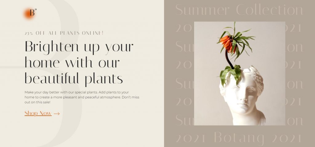 plant pots online shop landing page template