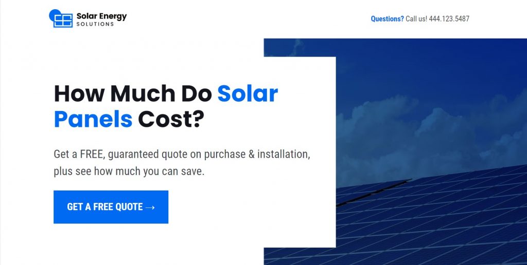 solar panels quote leadpages landing page template
