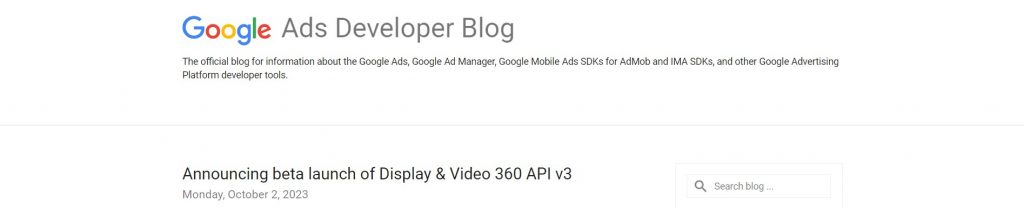 Google ads developer blog