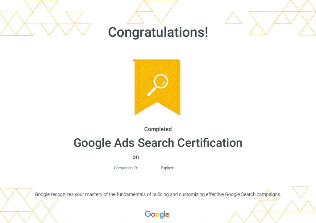 google ads certification awarded