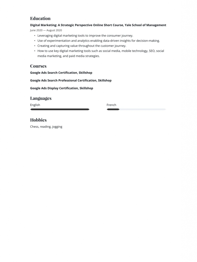 google ads specialist resume example 2