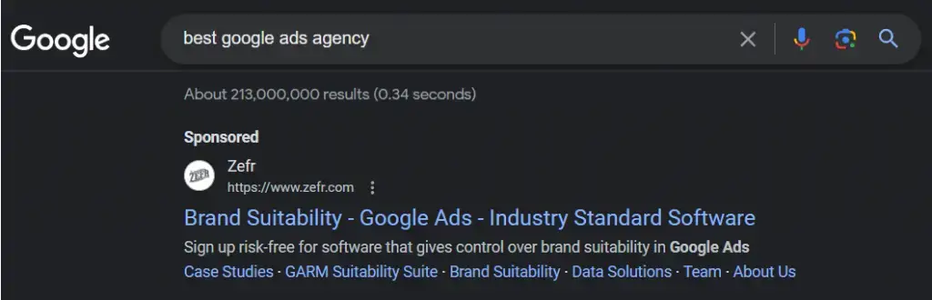 are google ads effective serp example
