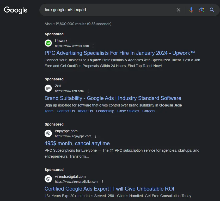 do google ads actually work serp example