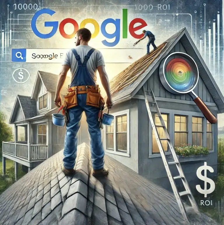 Roofer oil painted Google in the background